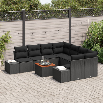 Tuin Sofa Set Set Van 9 Zwart Poly Rattan Tuin Sofa Set