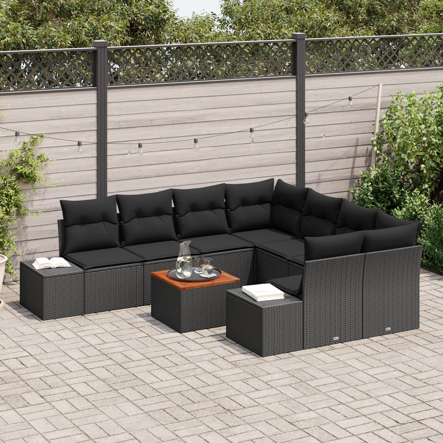 Tuin Sofa Set Set Van 9 Zwart Poly Rattan Tuin Sofa Set