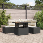 Tuinset 5-delig poly rattan zwart crème