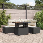 Tuinset 5-delig poly rattan zwart crème