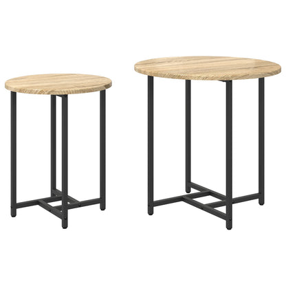 Bijzettafel 2 Stuks Geengineerd Hout En Metaal Sonoma eiken