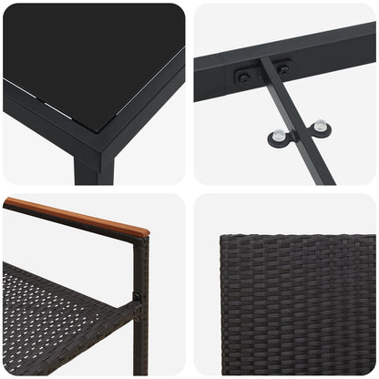 5-Delige Tuin Eetset Zwart Poly Rattan