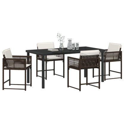 5-Delige Tuinset Met Kussens Bruin Poly Rattan