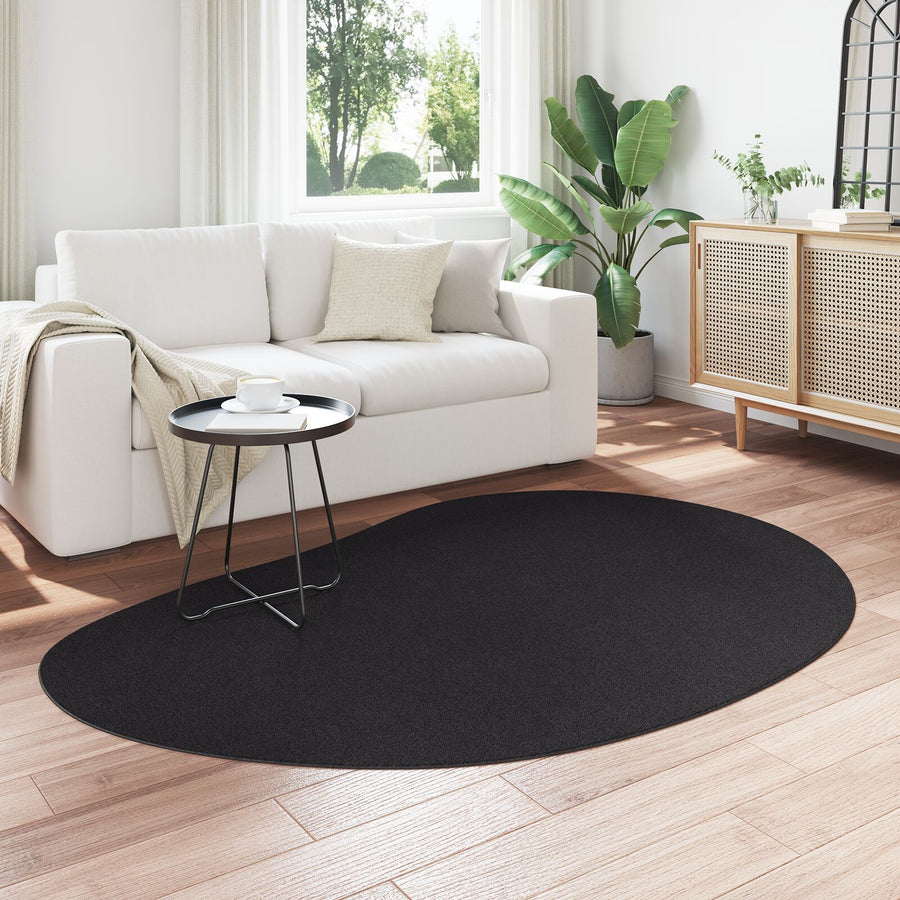 Vloerkleed Polyester Antislip Zwart 140 x 200 cm Ovaal-Druppel