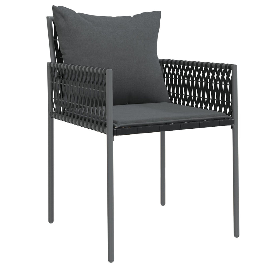 5-Delige Tuin Eetset Met Kussens Zwart Poly Rattan