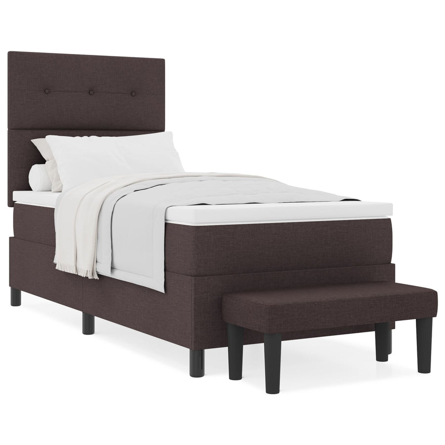Boxspringbed Met Matras En Bankje Stof Donkerbruin 90 x 190 cm Knopgehemde