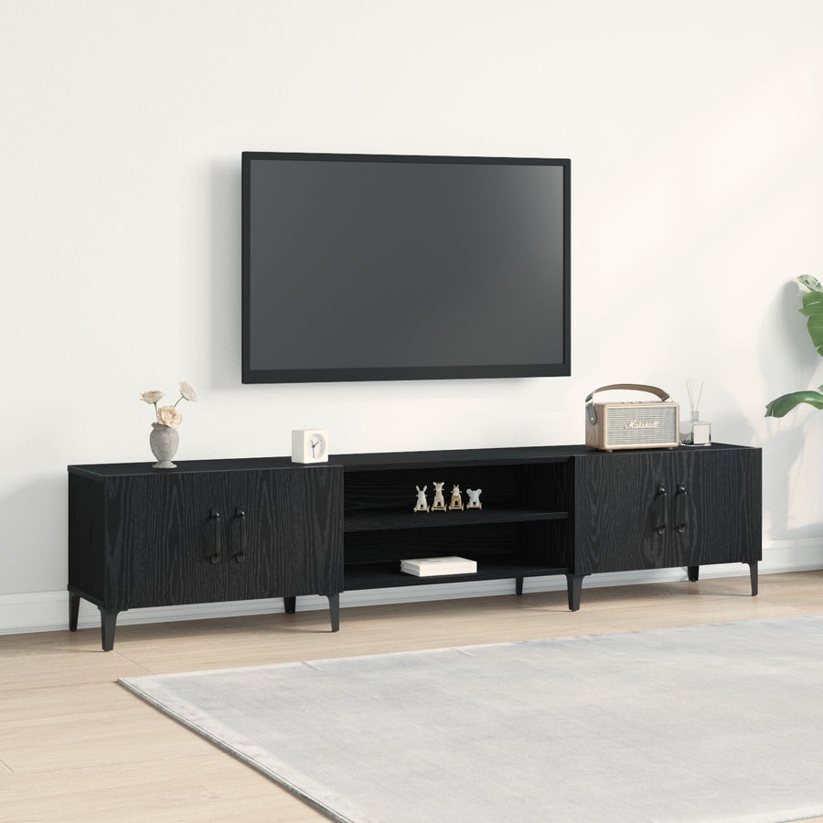 Tv Meubel Zwart Eiken 180X31,5X40 Cm Geengineerd Hout