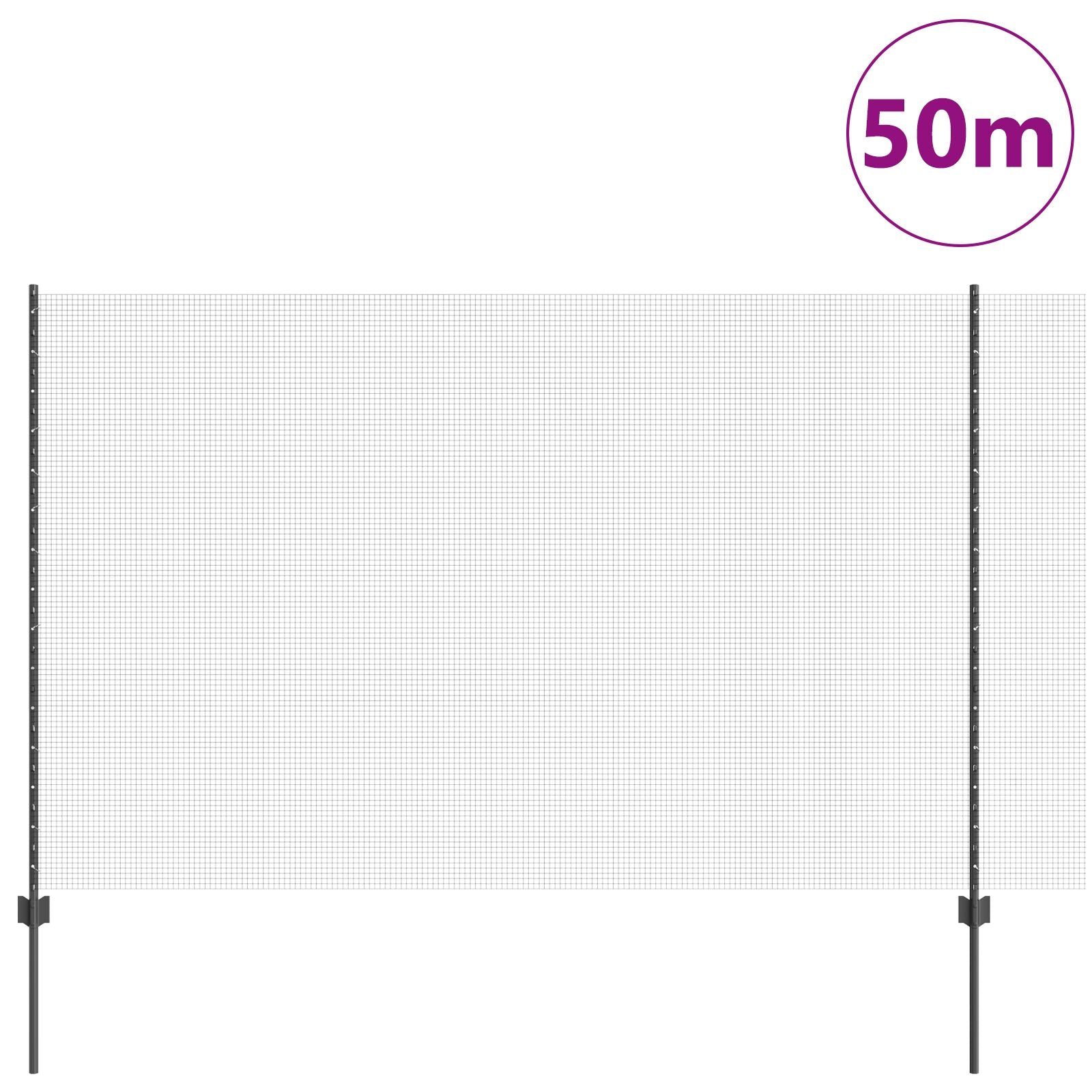 Gelast Draadhek Met 44 U-Palen Grijs 1.5X50 M Staal