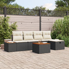 Garden Bench Set with Cushion 6 pcs Black poly rattan