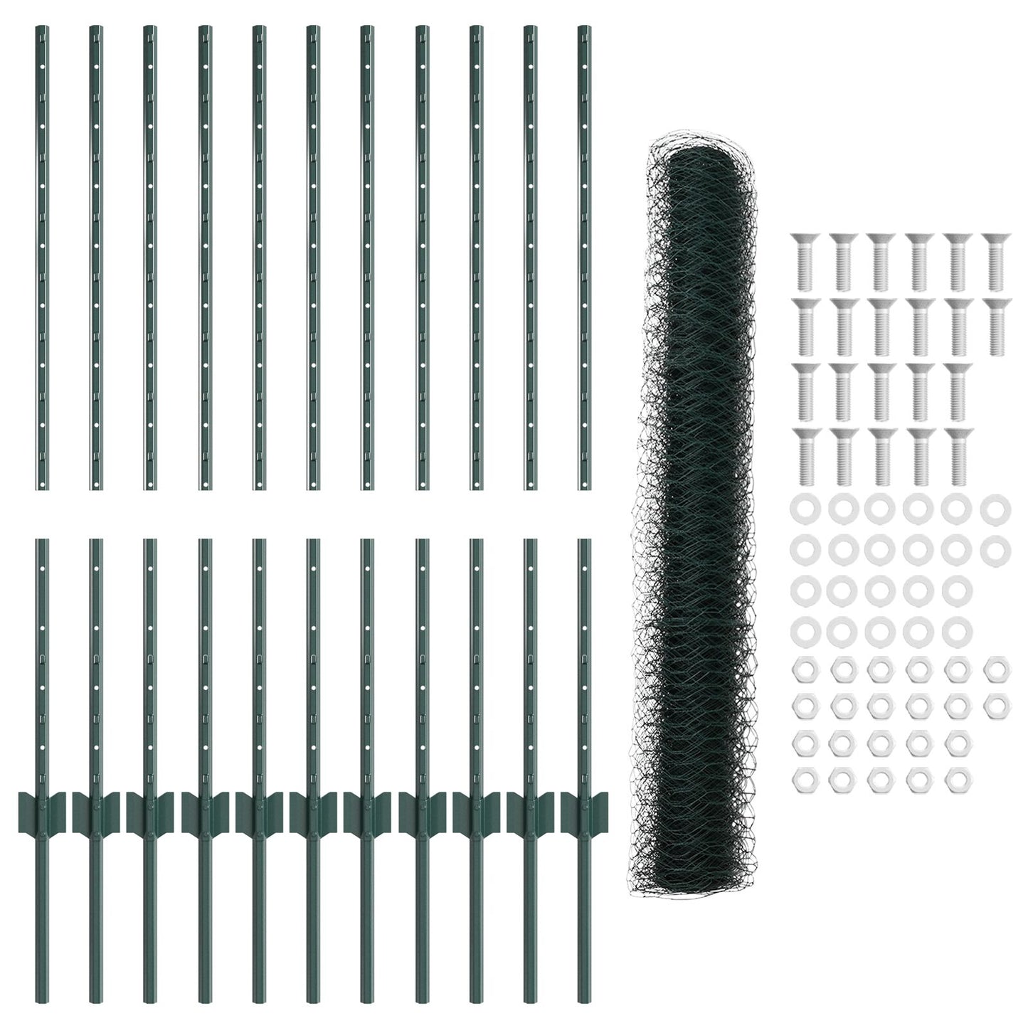 Tuinhek Set Set Van 2 Groen Metaal 25 X 1 M Duurzaam Tuinhek