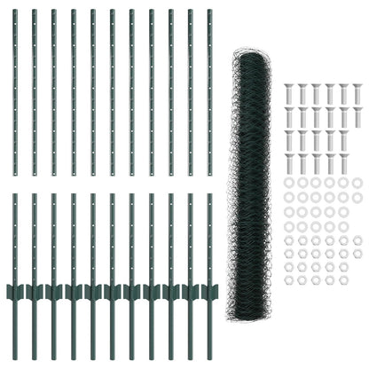 Tuinhek Set Set Van 2 Groen Metaal 25 X 1 M Duurzaam Tuinhek