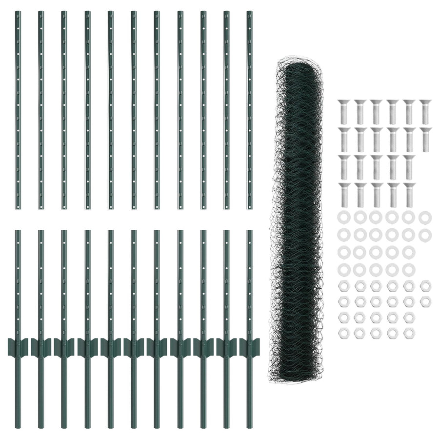Tuinhek Set Set Van 2 Groen Metaal 25 X 1 M Duurzaam Tuinhek
