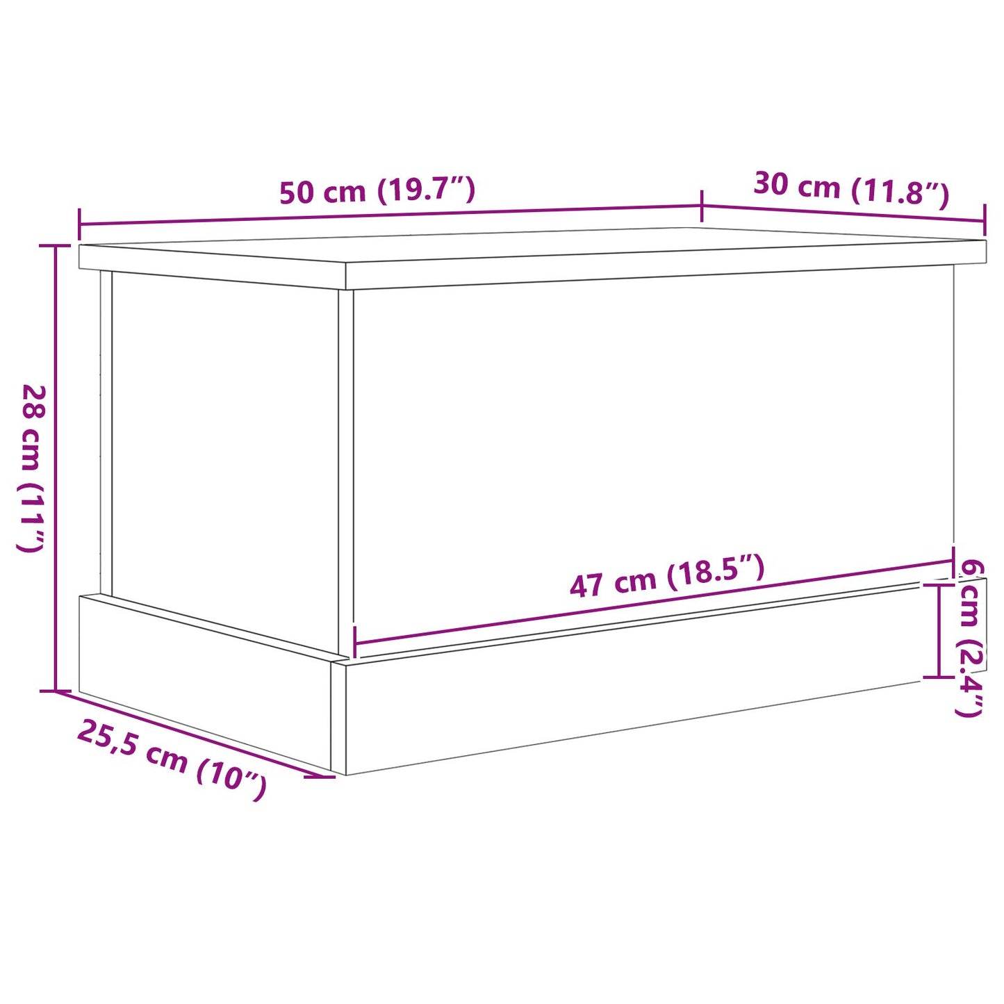 Opbergdoos Zwart Eiken 50X30X28 Cm Samengesteld Hout