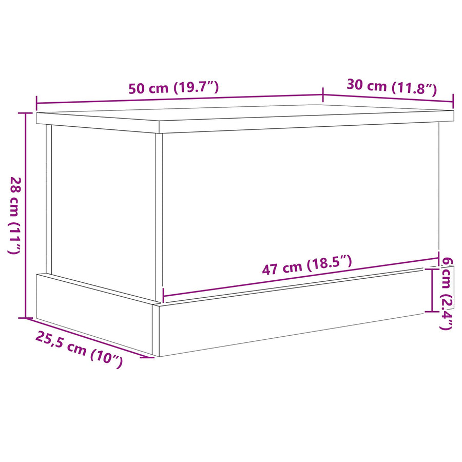 Opbergdoos Zwart Eiken 50X30X28 Cm Samengesteld Hout