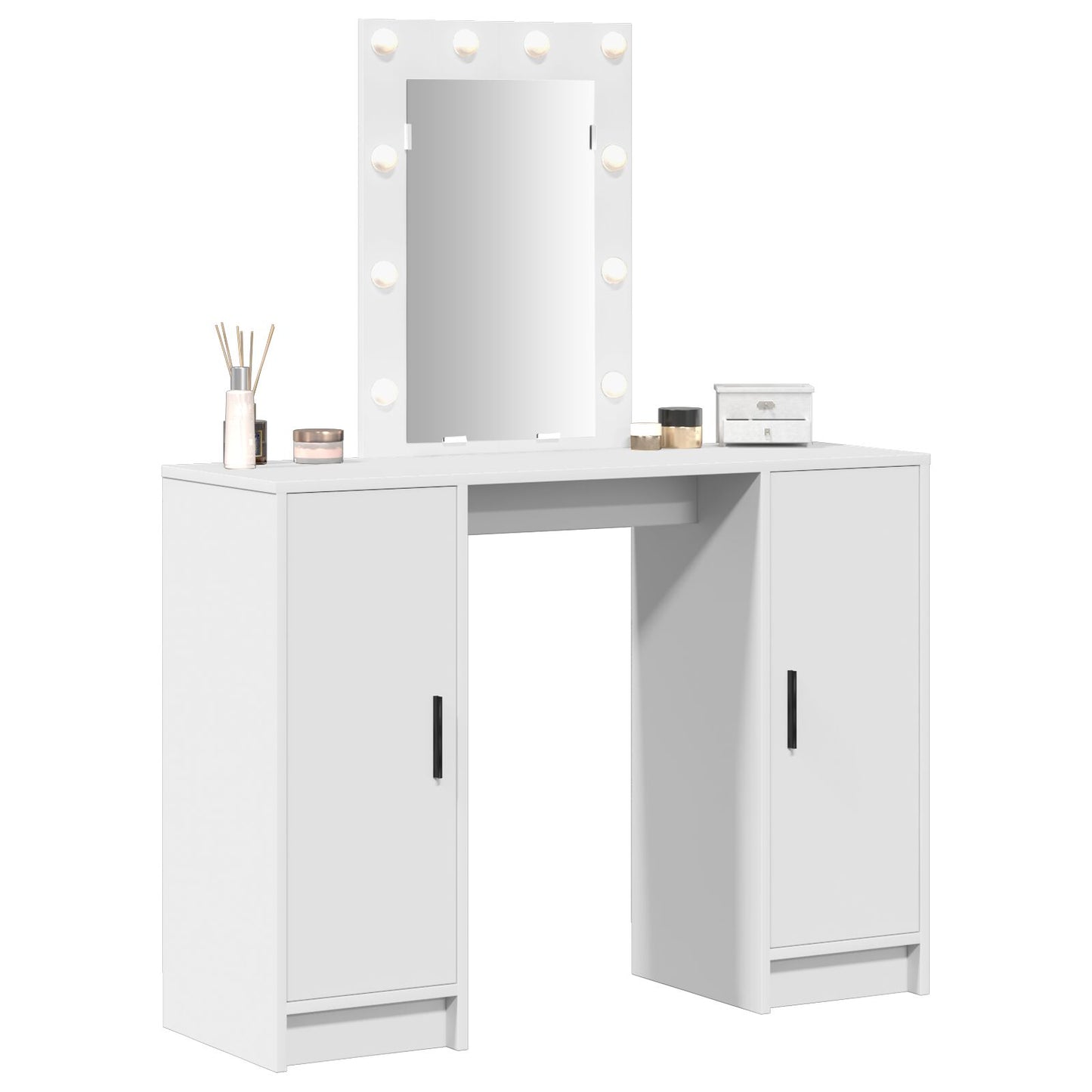 Kaptafel Met Led-Lampen 102X33X135 Cm Wit