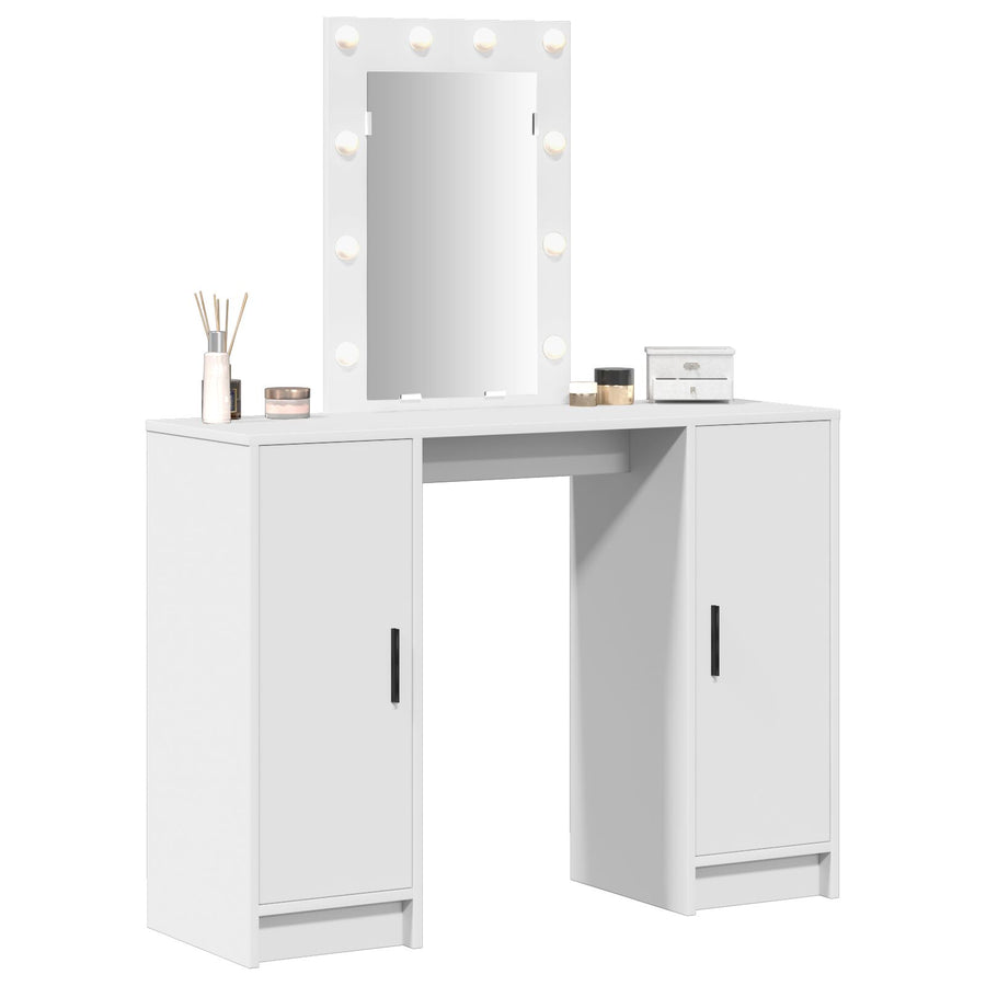 Kaptafel Met Led-Lampen 102X33X135 Cm Wit