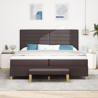 Boxspring Bed Met Matras & Bank Stof Donkerbruin 200 x 200 cm Lijnen ontwerp