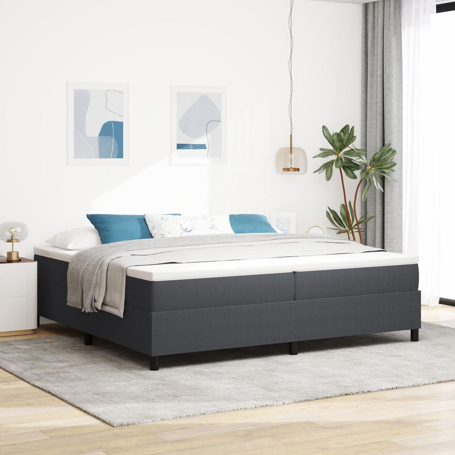 Boxspringbed Met Matras Donkergrijs 200X200 Cm Corduroy Stof