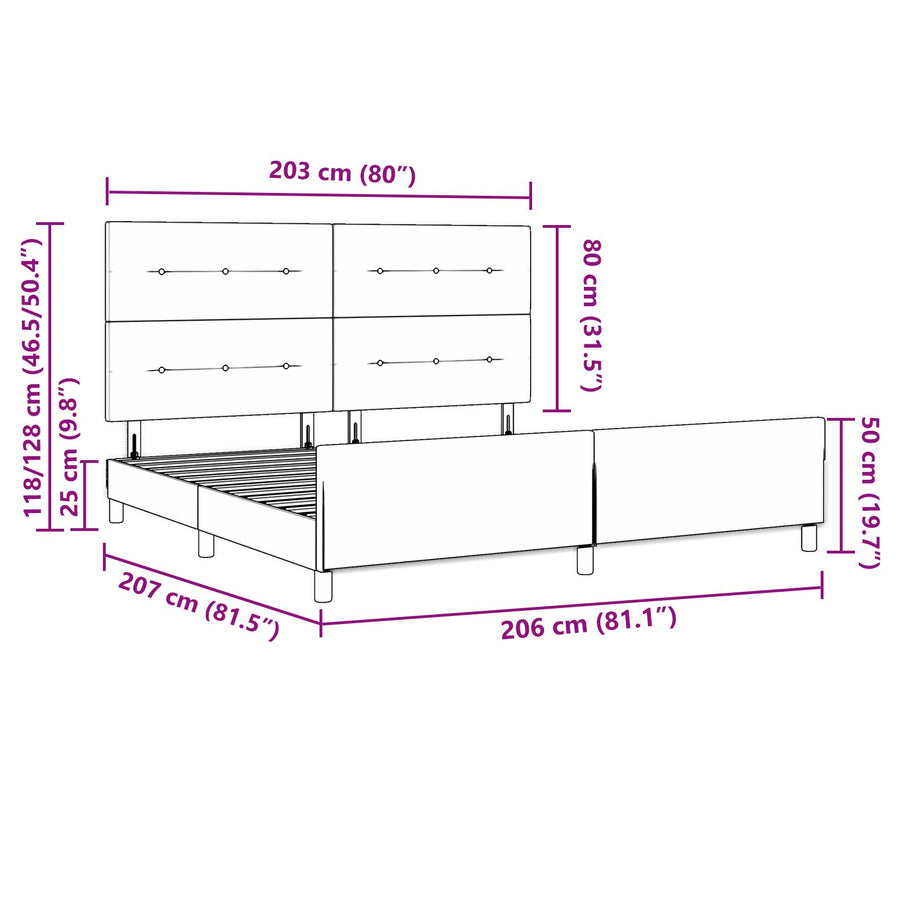 Bedframe Blauw 200X200 Cm Stoffering Crème