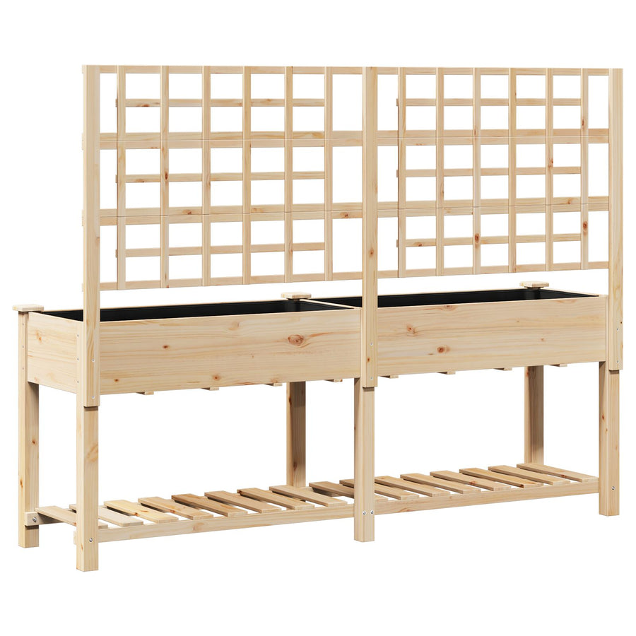 Tuinplantbak Met Trellis & Plank 203X53X152 Cm Massief Vurenhout 203.5 x 54 x 152.5 cm