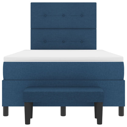Boxspringbed Met Matras & Bank Stof Blauw 120 x 190 cm Knoop tufted