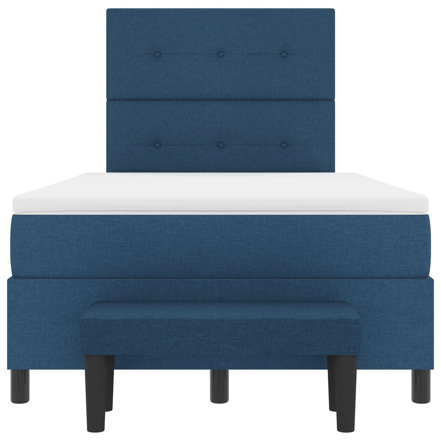 Boxspringbed Met Matras & Bank Stof Blauw 120 x 190 cm Knoop tufted