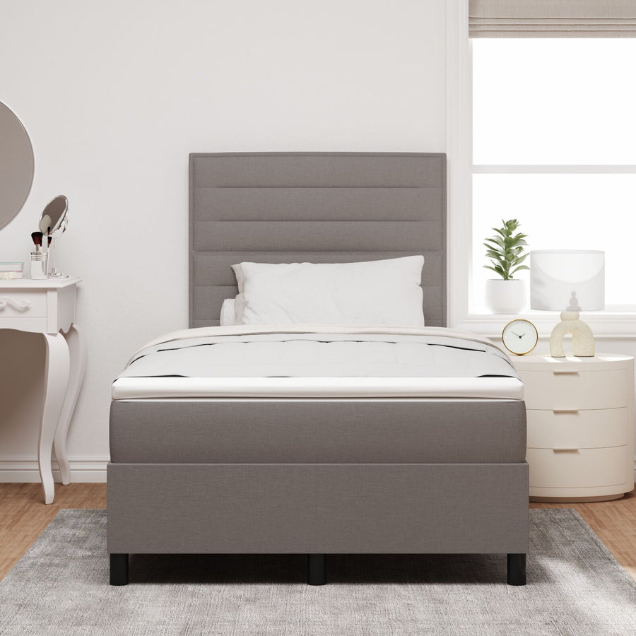 Boxspring Bed Met Matras Stof Taupe 120 x 200 cm Lijnen ontwerp