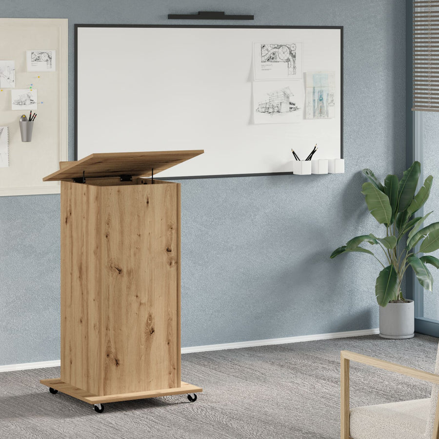 Podium Met Wielen Artisan Eiken Geengineerd Hout