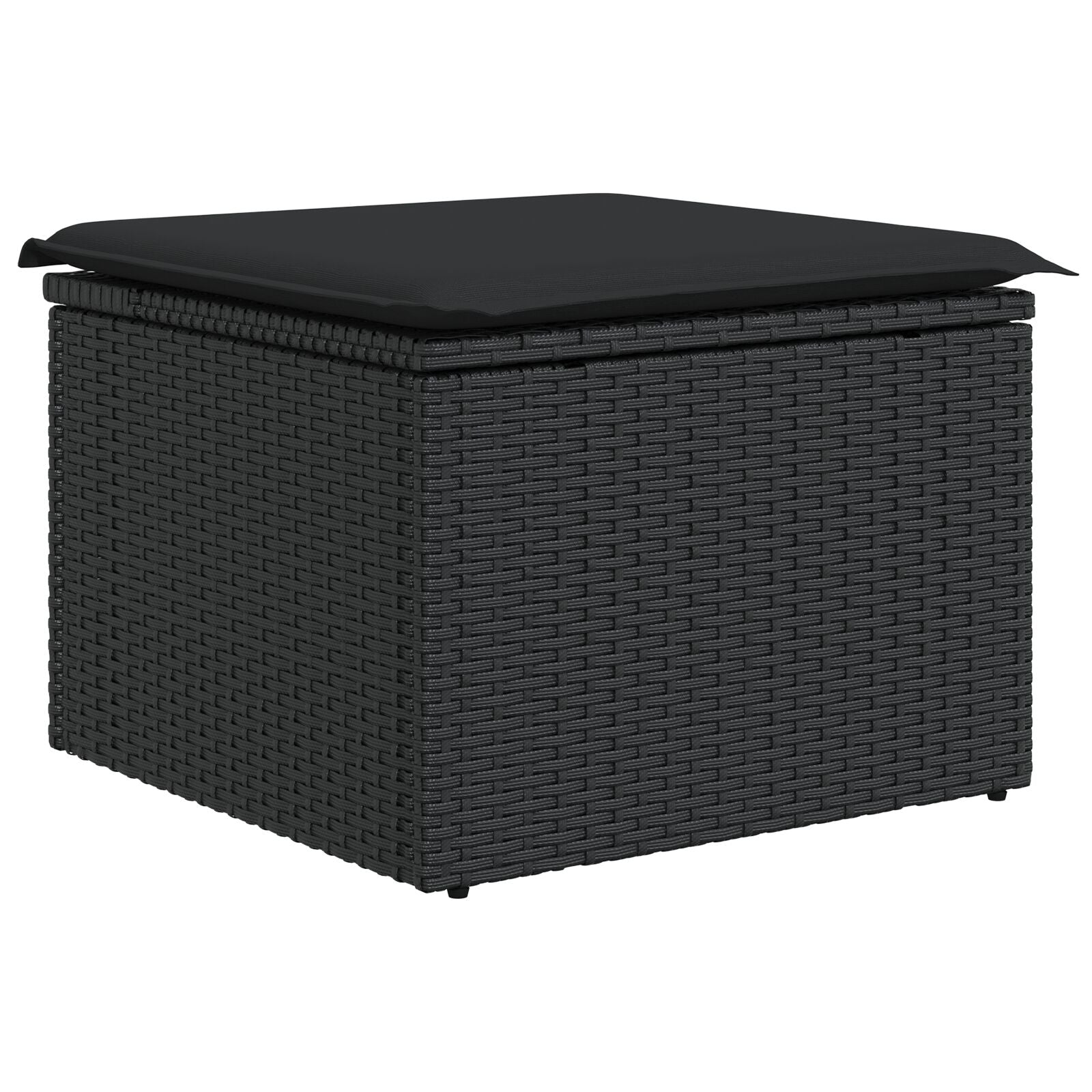 7-Delige Tuin Eettafelset Met Kussens Zwart Poly Rattan Acacia
