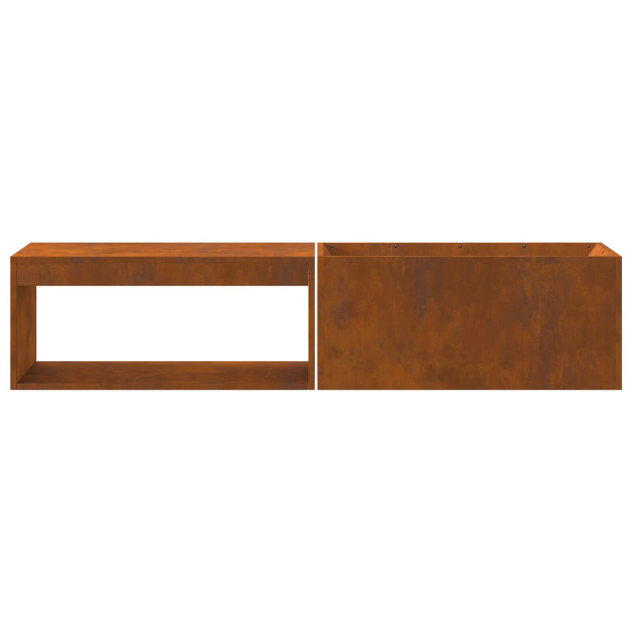 Vuurkorf Met Houtopslag 160X45X35 Cm Verweerd Staal Verweerd Staal/Bruin
