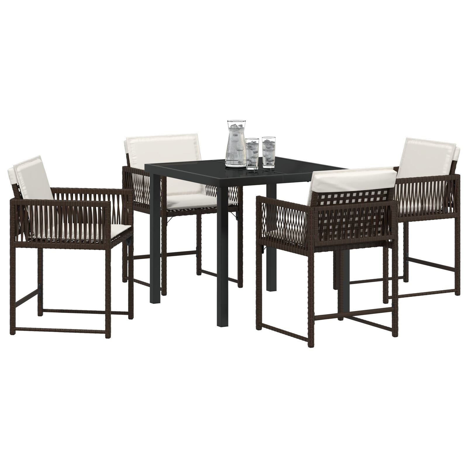 5-Delige Tuindining Set Met Kussens Bruin Poly Rattan