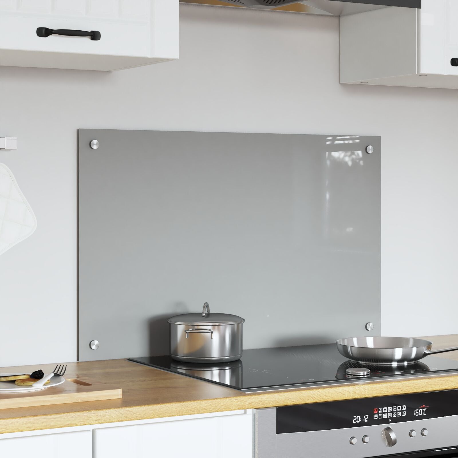 Keuken Achterwand 80X50X0,6 Cm Gehard Glas Lichtgrijs 80 x 50 cm