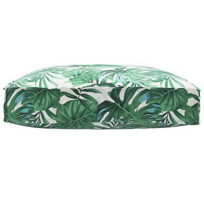 Buiten Kussen Groen En Wit Katoen 80 X 12 X 80 Cm Patroon Bladpatroon