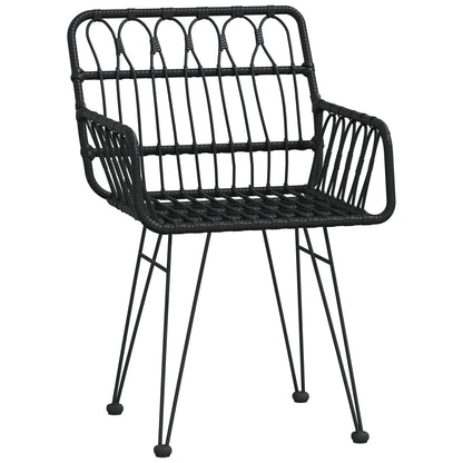 5-Delige Tuin Eetset Zwart Poly Rattan