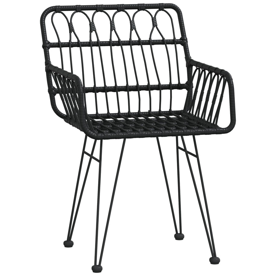 5-Delige Tuin Eetset Zwart Poly Rattan