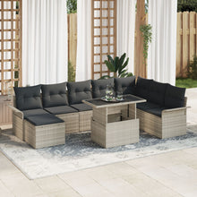 9-Delige Tuin Sofa Set Met Kussens Lichtgrijs Poly Riet