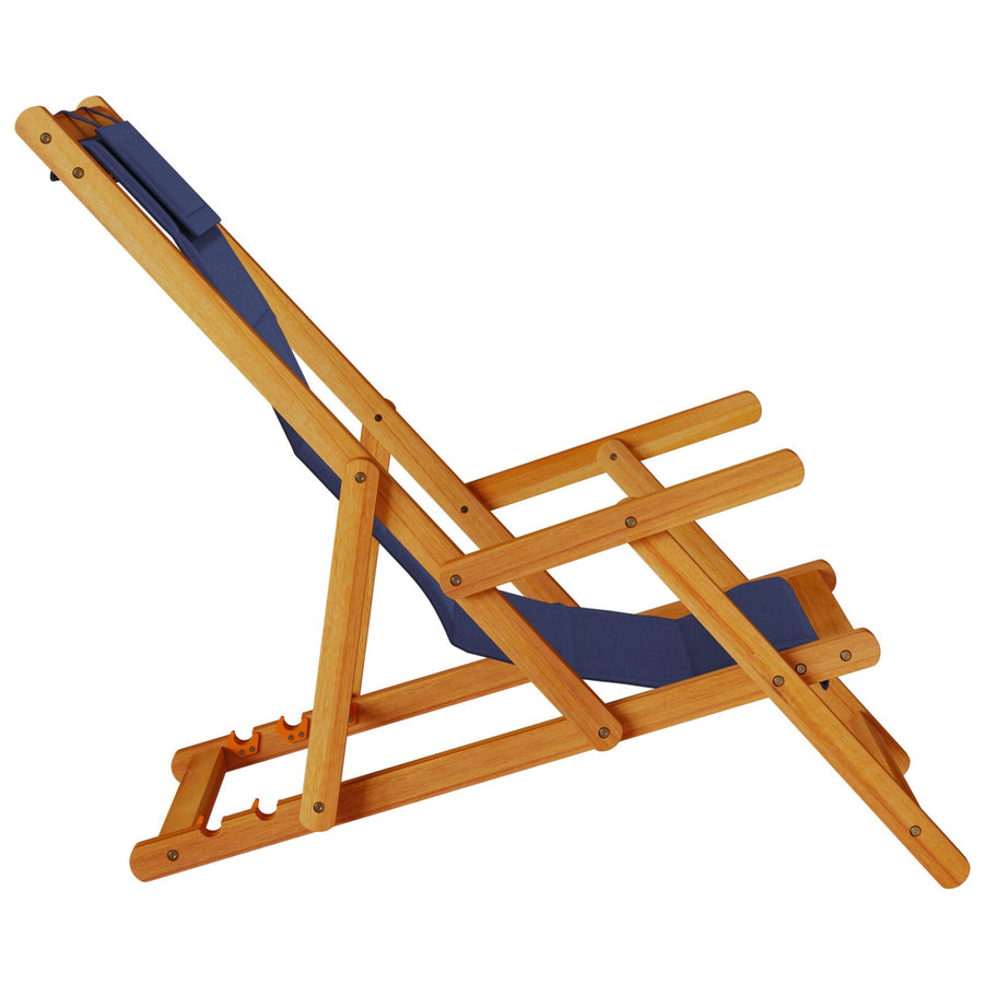 Vouwstrandstoelen 2 Stuks Massief Acaciahout & Textilene Blauw