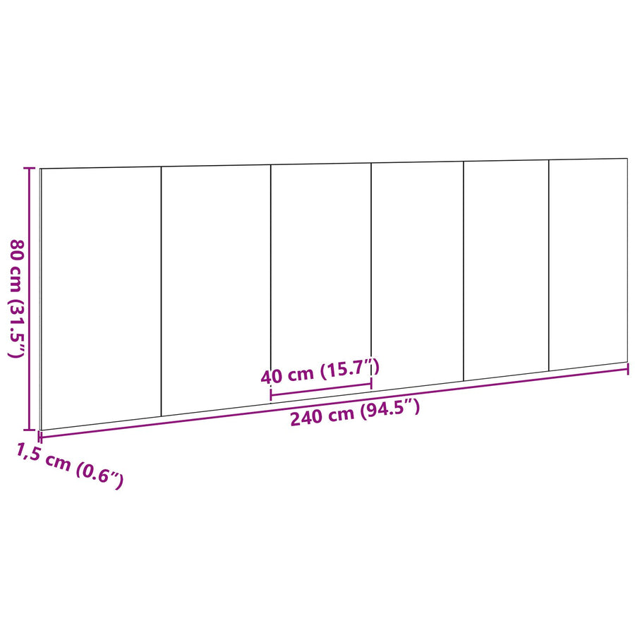 Zwarte Eiken Muur Hoofdbord 240X1.5X80 Cm Gemaakt Van Bewerkt Hout