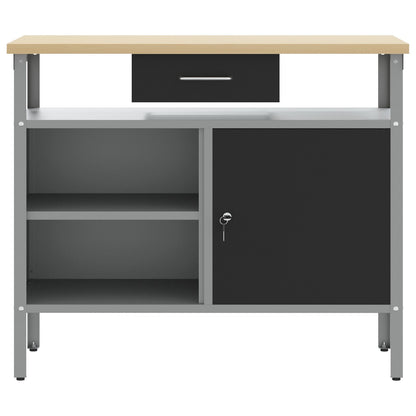 Werkbank Met Vergrendelbare Deur 100X55X85 Cm Staal Zwart en grijs