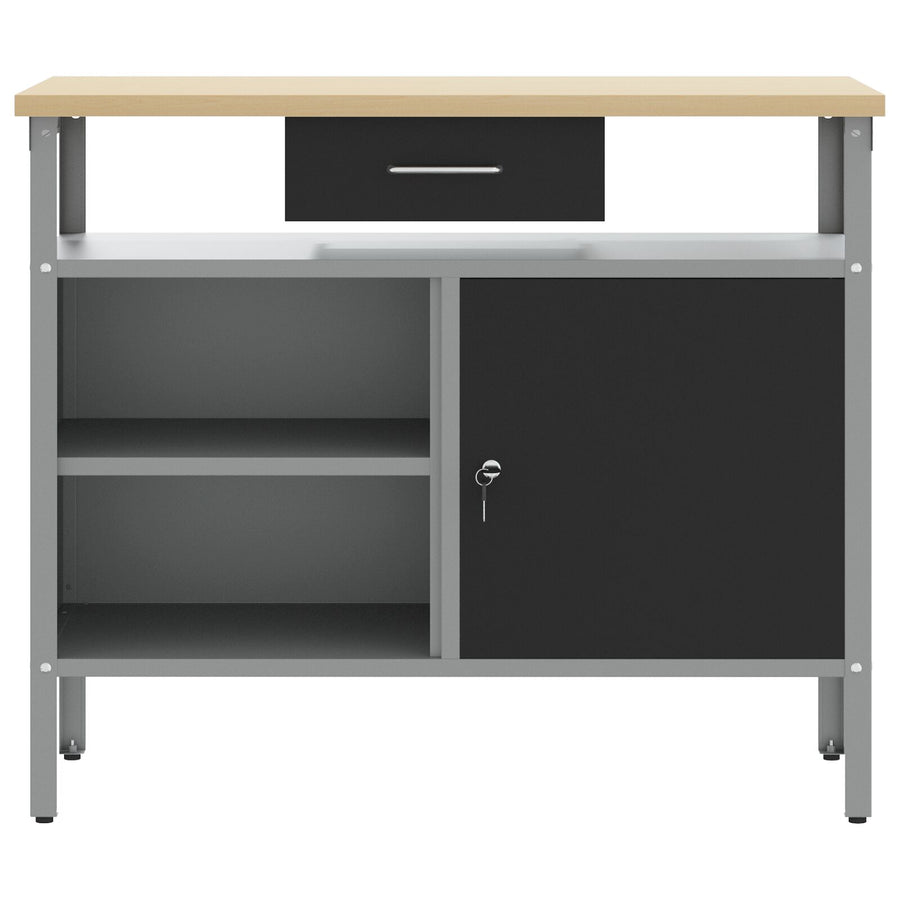 Werkbank Met Vergrendelbare Deur 100X55X85 Cm Staal Zwart en grijs