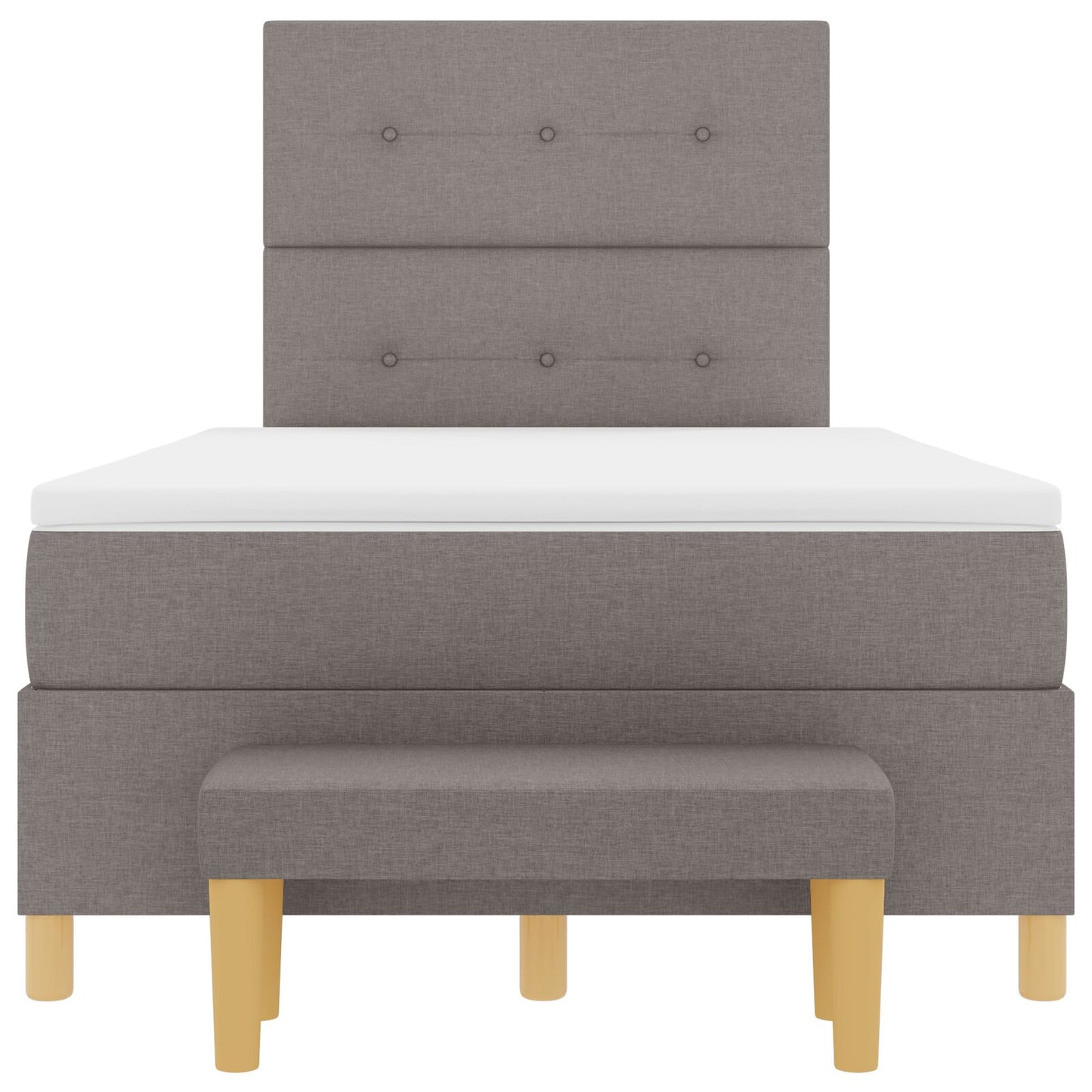 Boxspring Bed Met Matras & Bank Stof Taupe 120 x 200 cm Geknoopte knoopverdeling