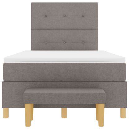 Boxspring Bed Met Matras & Bank Stof Taupe 120 x 200 cm Geknoopte knoopverdeling