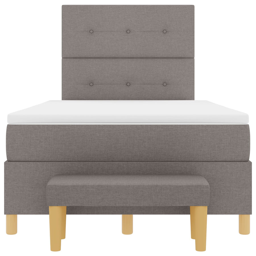 Boxspring Bed Met Matras & Bank Stof Taupe 120 x 200 cm Geknoopte knoopverdeling