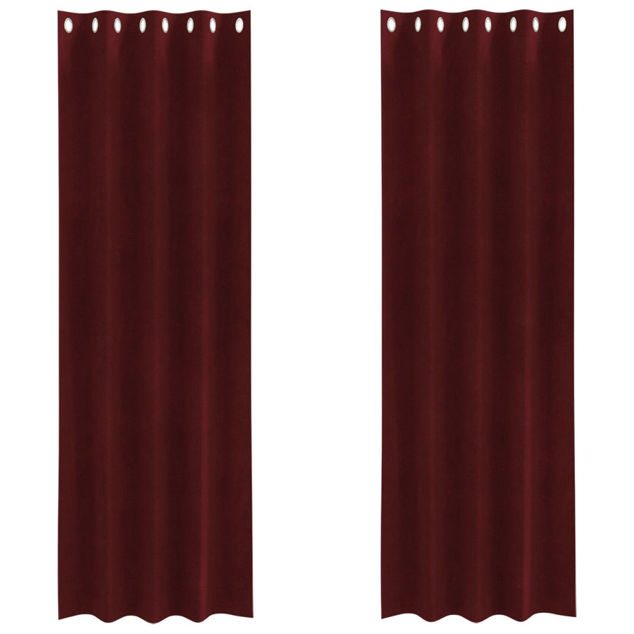 Lichtdichte Gordijnen 2 Stuks Wijnrood Fluweel Bordeauxrood 140 x 225 cm met oogjes