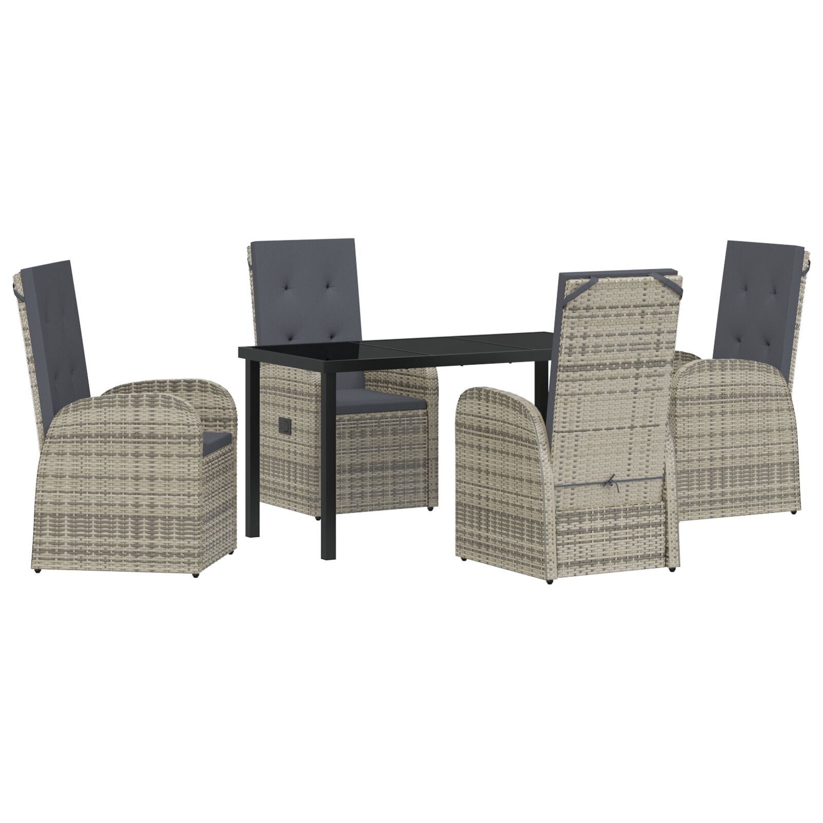 5-Delige Tuin Eetset Met Kussens Grijs Poly Rattan