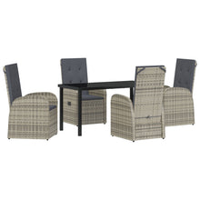 5-Delige Tuin Eetset Met Kussens Grijs Poly Rattan