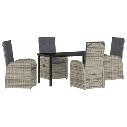 5-Delige Tuin Eetset Met Kussens Grijs Poly Rattan