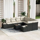 Garden Sofa Set with Cushions 9 pcs Black and Cream Poly Rattan