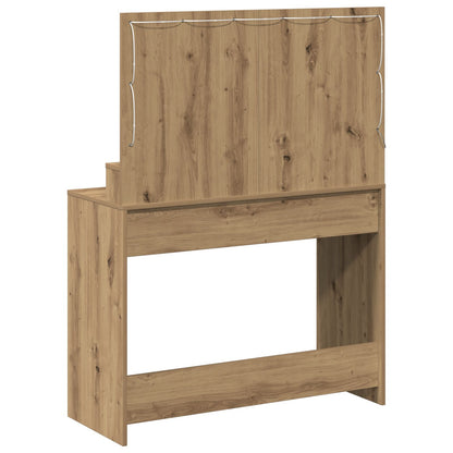 Make-Up Tafel Met Led Lichten In , Ambachtelijk eiken 100 x 41 x 135 cm