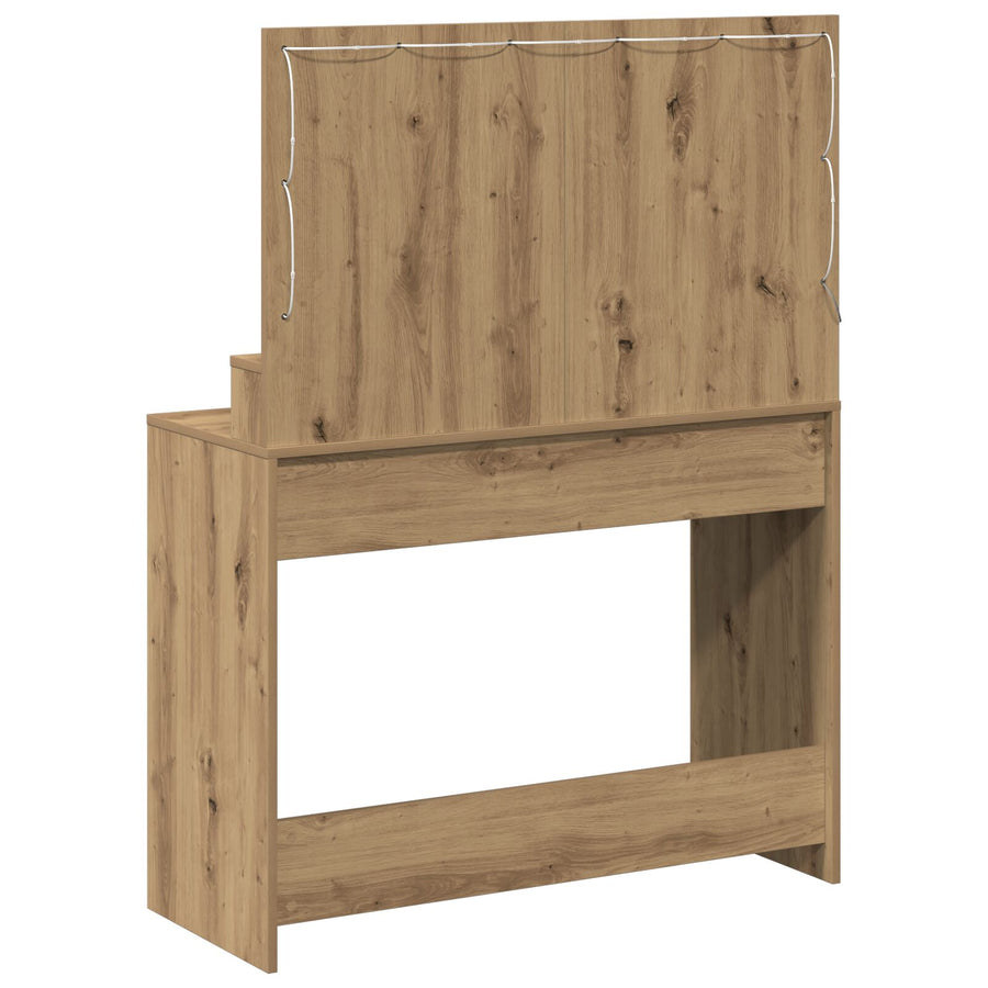Make-Up Tafel Met Led Lichten In , Ambachtelijk eiken 100 x 41 x 135 cm